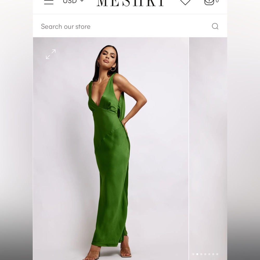 NADIA- MAXI satin dress with back cowl, emerald